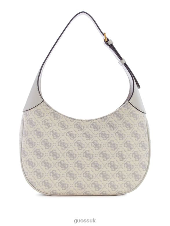 GUESS Women Izzy Quattro G Jacquard Hobo Bag Dove Logo Bags V28V63053