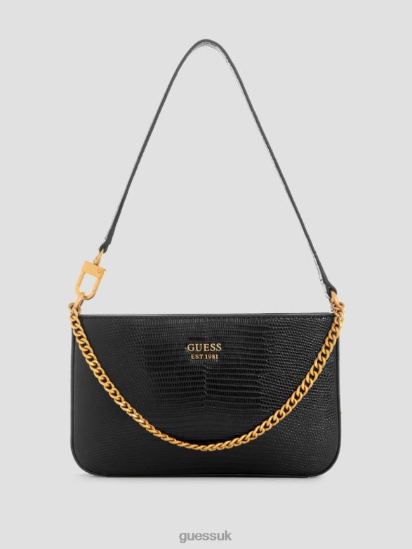 GUESS Women Katey Mini Lizard Shoulder Bag Black Floral Print Bags V28V63013