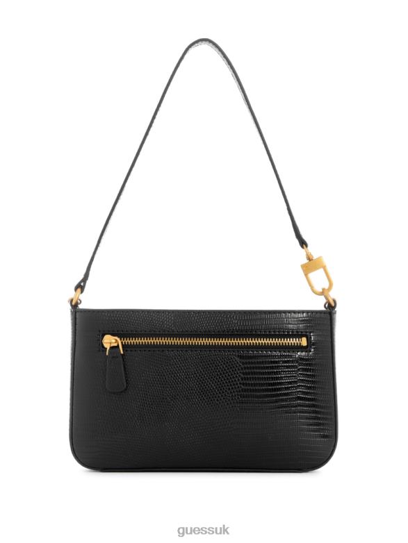 GUESS Women Katey Mini Lizard Shoulder Bag Black Floral Print Bags V28V63013