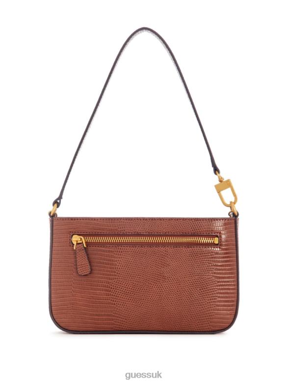 GUESS Women Katey Mini Lizard Shoulder Bag Cognac Bags V28V63011
