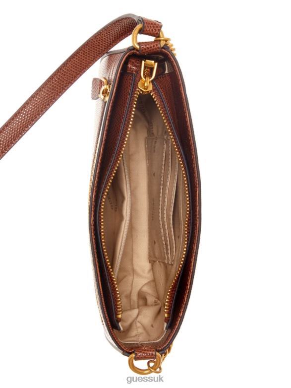 GUESS Women Katey Mini Lizard Shoulder Bag Cognac Bags V28V63011
