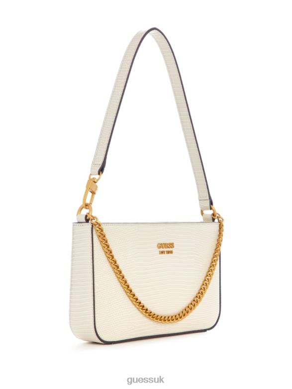 GUESS Women Katey Mini Lizard Shoulder Bag White Bags V28V63002
