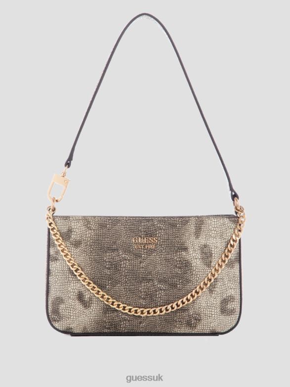 GUESS Women Katey Python Mini Top-Zip Shoulder Honey Dew Bags V28V63054