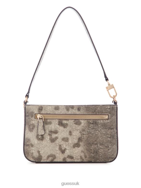 GUESS Women Katey Python Mini Top-Zip Shoulder Honey Dew Bags V28V63054