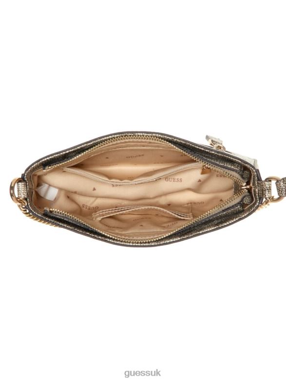 GUESS Women Katey Python Mini Top-Zip Shoulder Honey Dew Bags V28V63054