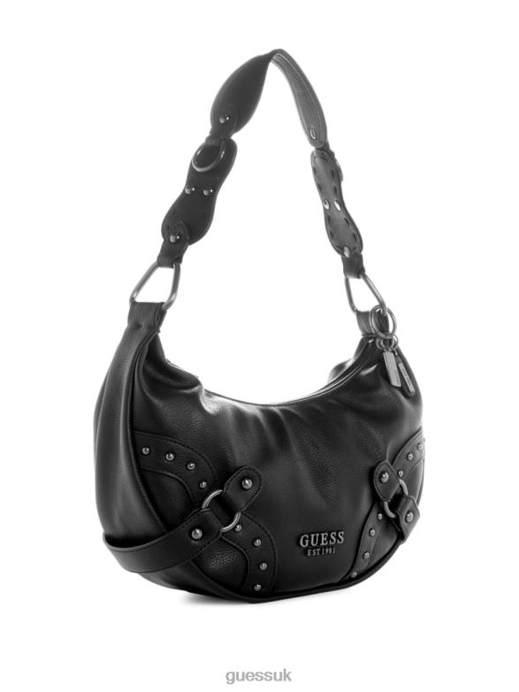GUESS Women Natalya Hobo Black Floral Print Bags V28V63018