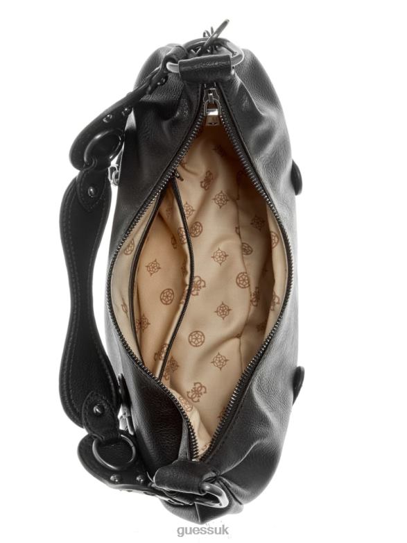 GUESS Women Natalya Hobo Black Floral Print Bags V28V63018