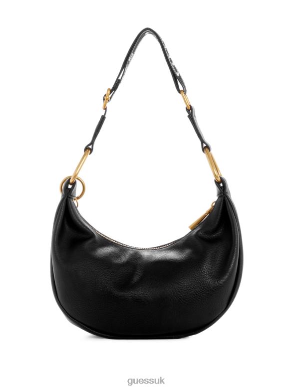 GUESS Women Natalya Mini Hobo Black Floral Print Bags V28V63019