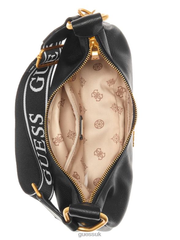 GUESS Women Natalya Mini Hobo Black Floral Print Bags V28V63019