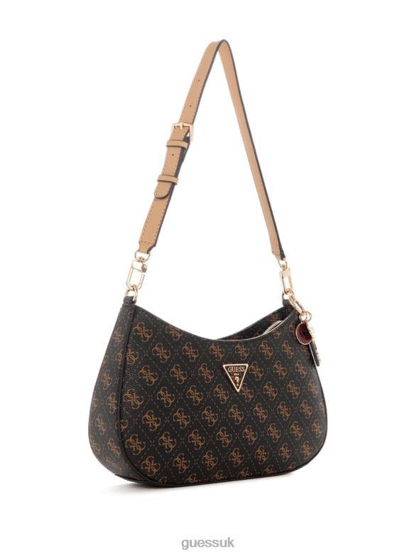 GUESS Women Noelle Quattro G Shoulder Bag Brown Multi Bags V28V63061