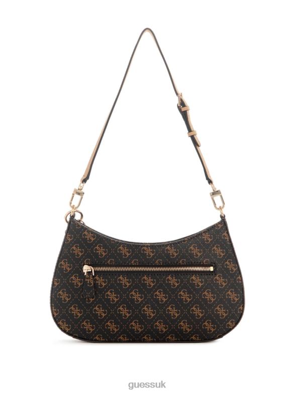 GUESS Women Noelle Quattro G Shoulder Bag Brown Multi Bags V28V63061