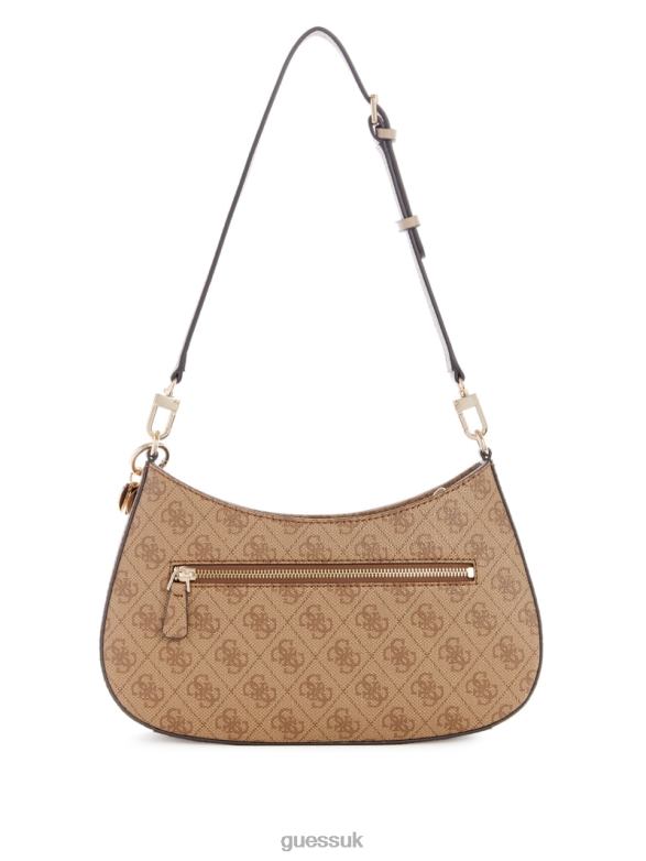 GUESS Women Noelle Quattro G Shoulder Bag Latte Logo Bags V28V63010