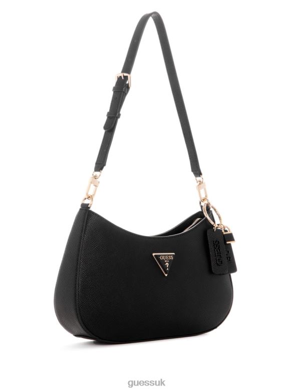 GUESS Women Noelle Shoulder Bag Black Floral Print Bags V28V63016