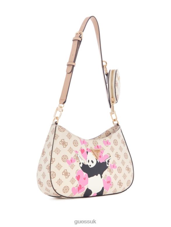 GUESS Women Panda Graffiti Art Shoulder Bag Charger Wash Bags V28V63055