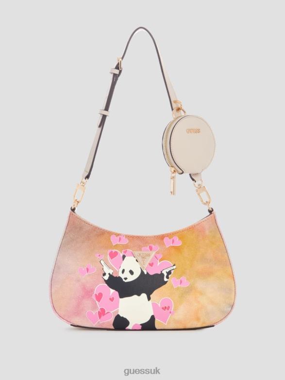 GUESS Women Panda Graffiti Art Shoulder Bag Portland Wash Bags V28V63050