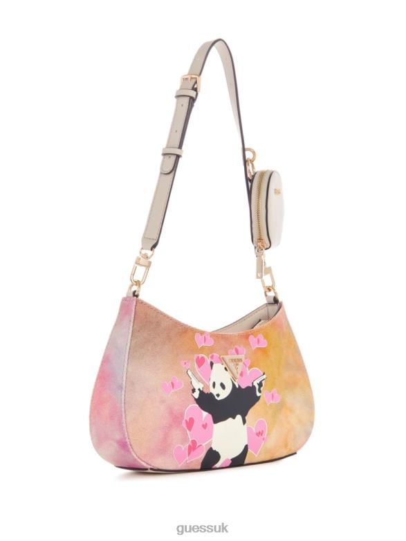 GUESS Women Panda Graffiti Art Shoulder Bag Portland Wash Bags V28V63050