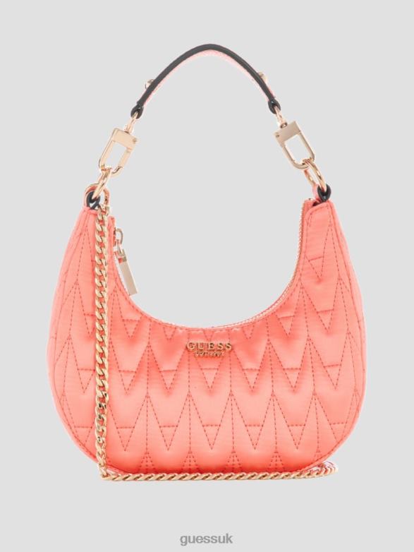 GUESS Women Rock Mini Crescent Hobo Bag Coral Bags V28V62928