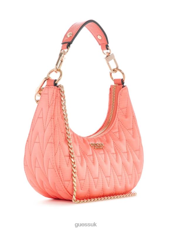 GUESS Women Rock Mini Crescent Hobo Bag Coral Bags V28V62928