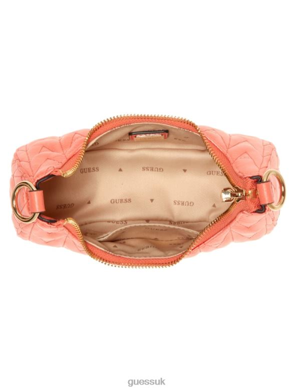 GUESS Women Rock Mini Crescent Hobo Bag Coral Bags V28V62928