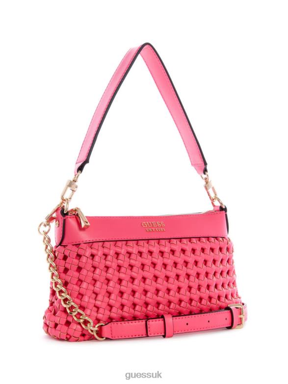 GUESS Women Sicilia Top Zip Shoulder Bag Bright Pink Bags V28V63063