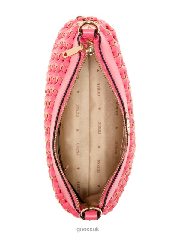 GUESS Women Sicilia Top Zip Shoulder Bag Bright Pink Bags V28V63063