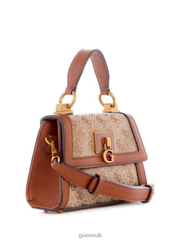 GUESS Women Stephi Jacquard Logo Micro Mini Bag Brown Bags V28V62781