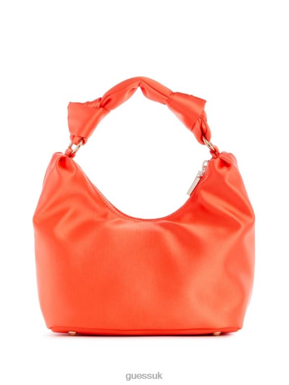 GUESS Women Velina Satin Hobo Bag Orange Bags V28V63038