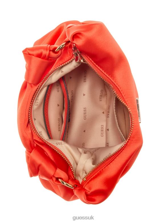 GUESS Women Velina Satin Hobo Bag Orange Bags V28V63038