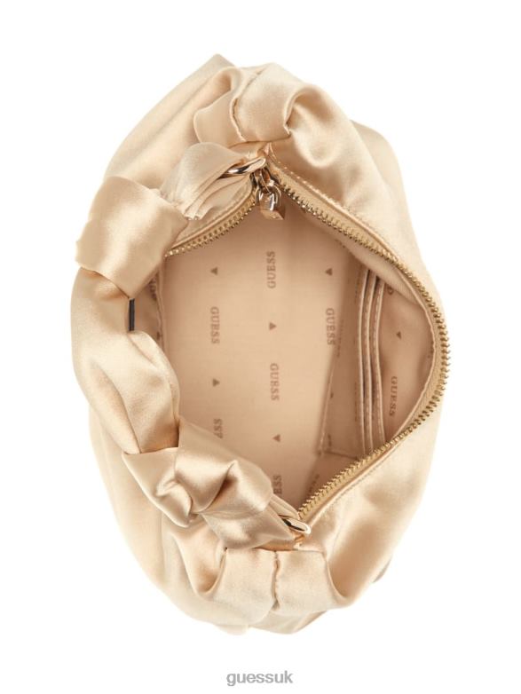 GUESS Women Velina Satin Hobo Bag Pale Gold Bags V28V63024