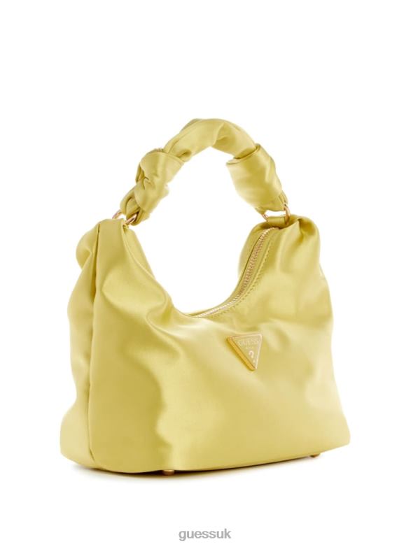 GUESS Women Velina Satin Hobo Bag Yellow Bags V28V63036