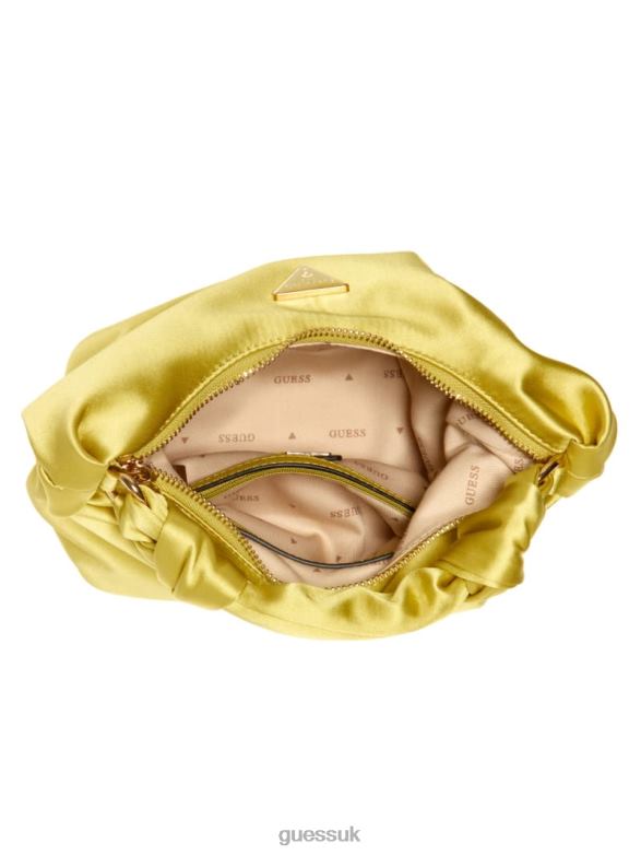 GUESS Women Velina Satin Hobo Bag Yellow Bags V28V63036