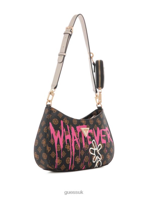 GUESS Women Whatever Graffiti Art Shoulder Bag 820 Melon Bags V28V63043