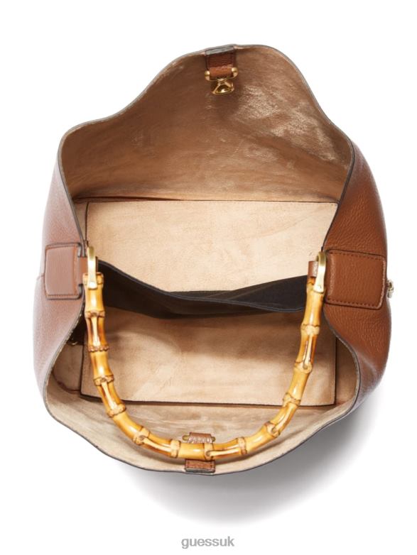 GUESS Women Aida Leather Hobo Bag Brown Bags V28V63089