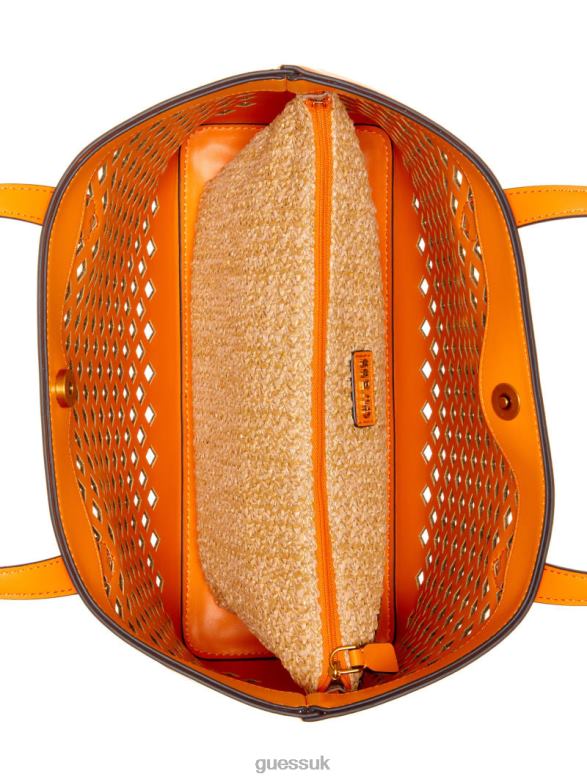 GUESS Women Aqua Tote Medium Orange Bags V28V62548