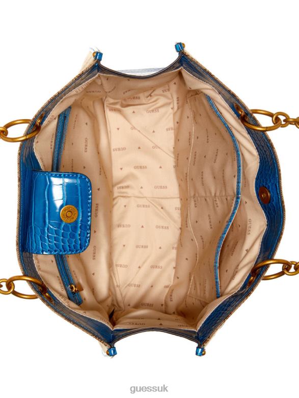 GUESS Women Aviana Tote Latte/Blue Bags V28V63121
