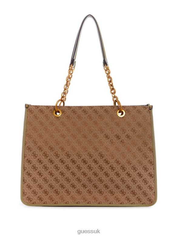 GUESS Women Aviana Tote Latte/Celadon Bags V28V63115