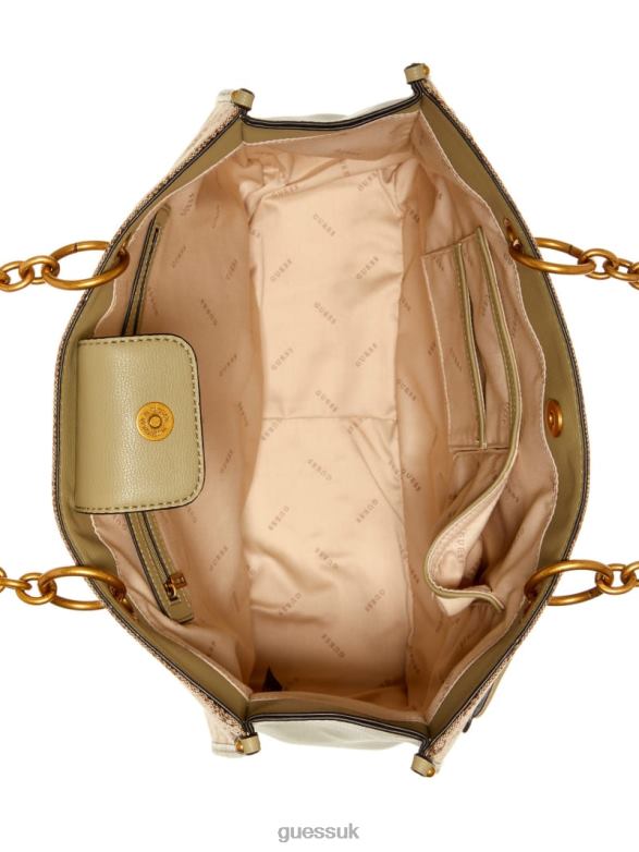 GUESS Women Aviana Tote Latte/Celadon Bags V28V63115