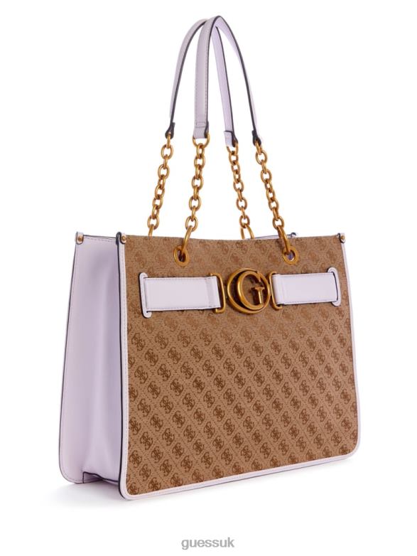 GUESS Women Aviana Tote Latte/Lilac Bags V28V63111