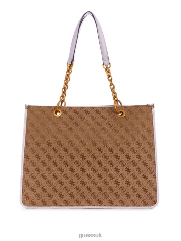 GUESS Women Aviana Tote Latte/Lilac Bags V28V63111