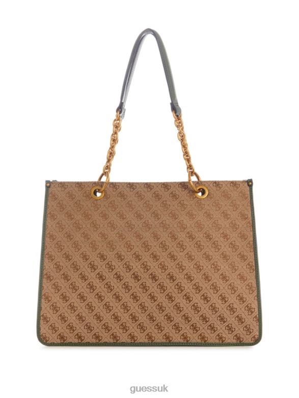 GUESS Women Aviana Tote Latte/Olive Bags V28V63109