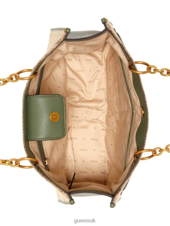 GUESS Women Aviana Tote Latte/Olive Bags V28V63109