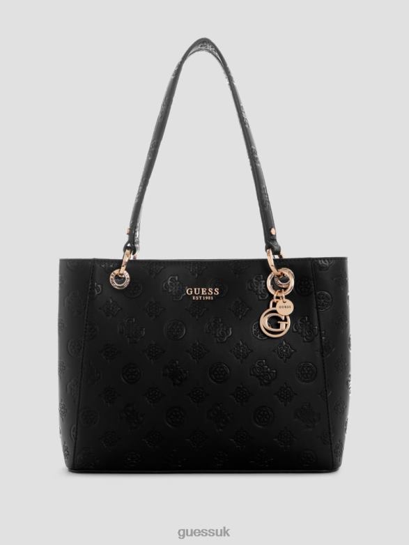 GUESS Women Galleria Small Noel Tote Black Floral Print Bags V28V63221
