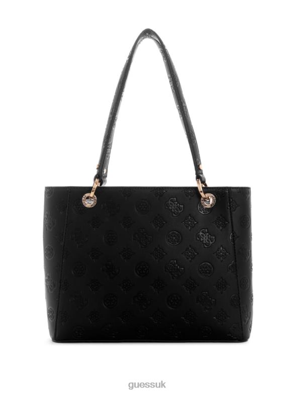 GUESS Women Galleria Small Noel Tote Black Floral Print Bags V28V63221