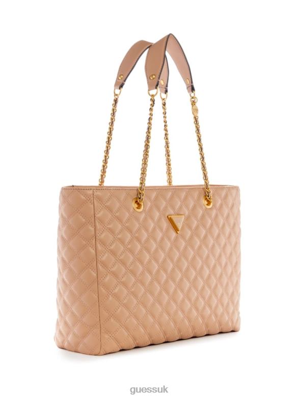 GUESS Women Giully Quilted Tote Bag Beige Overflow Bags V28V63101