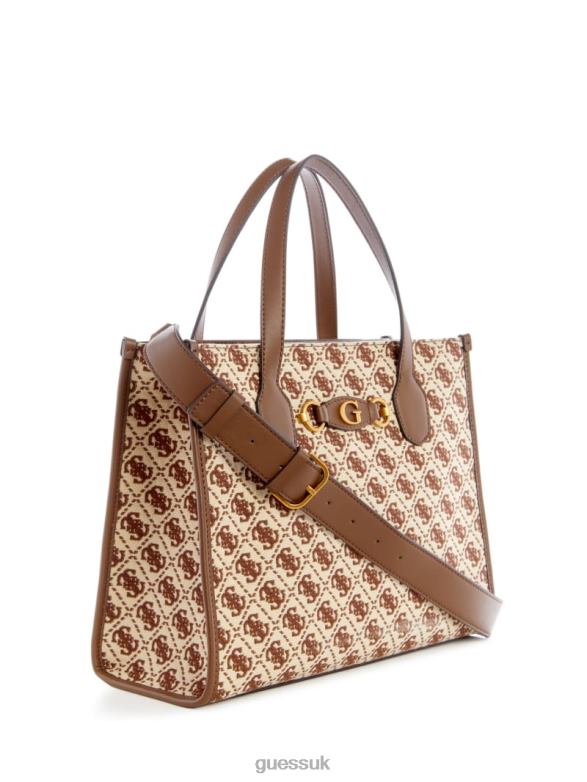 GUESS Women Izzy Jacquard Logo Tote Brown Multi Bags V28V62782