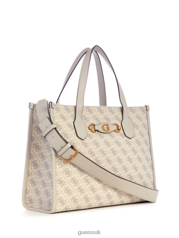 GUESS Women Izzy Jacquard Logo Tote Dove Logo Bags V28V62910