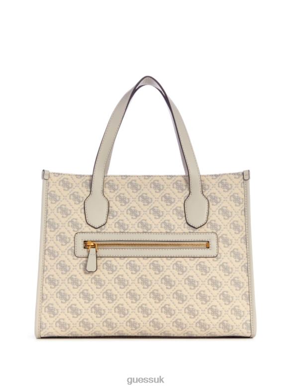 GUESS Women Izzy Jacquard Logo Tote Dove Logo Bags V28V62910