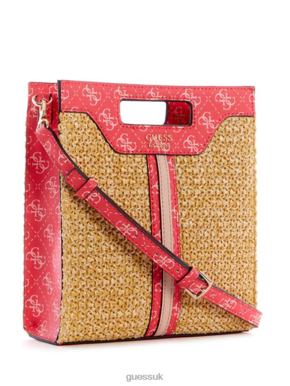 GUESS Women Kasinta Raffia Mini Cutout Tote Cali Wash Bags V28V63119