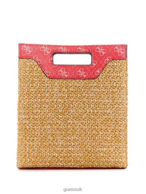 GUESS Women Kasinta Raffia Mini Cutout Tote Cali Wash Bags V28V63119
