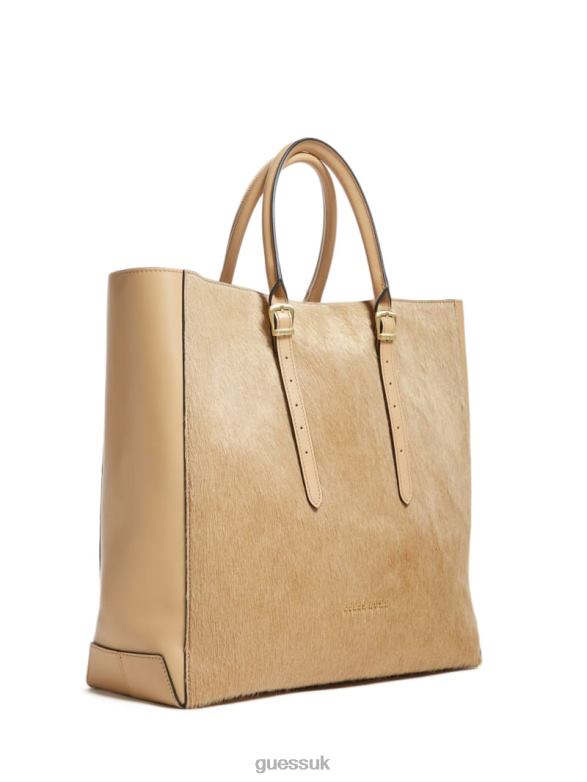 GUESS Women Lady Luxe Leather Tote Beige Overflow Bags V28V63083